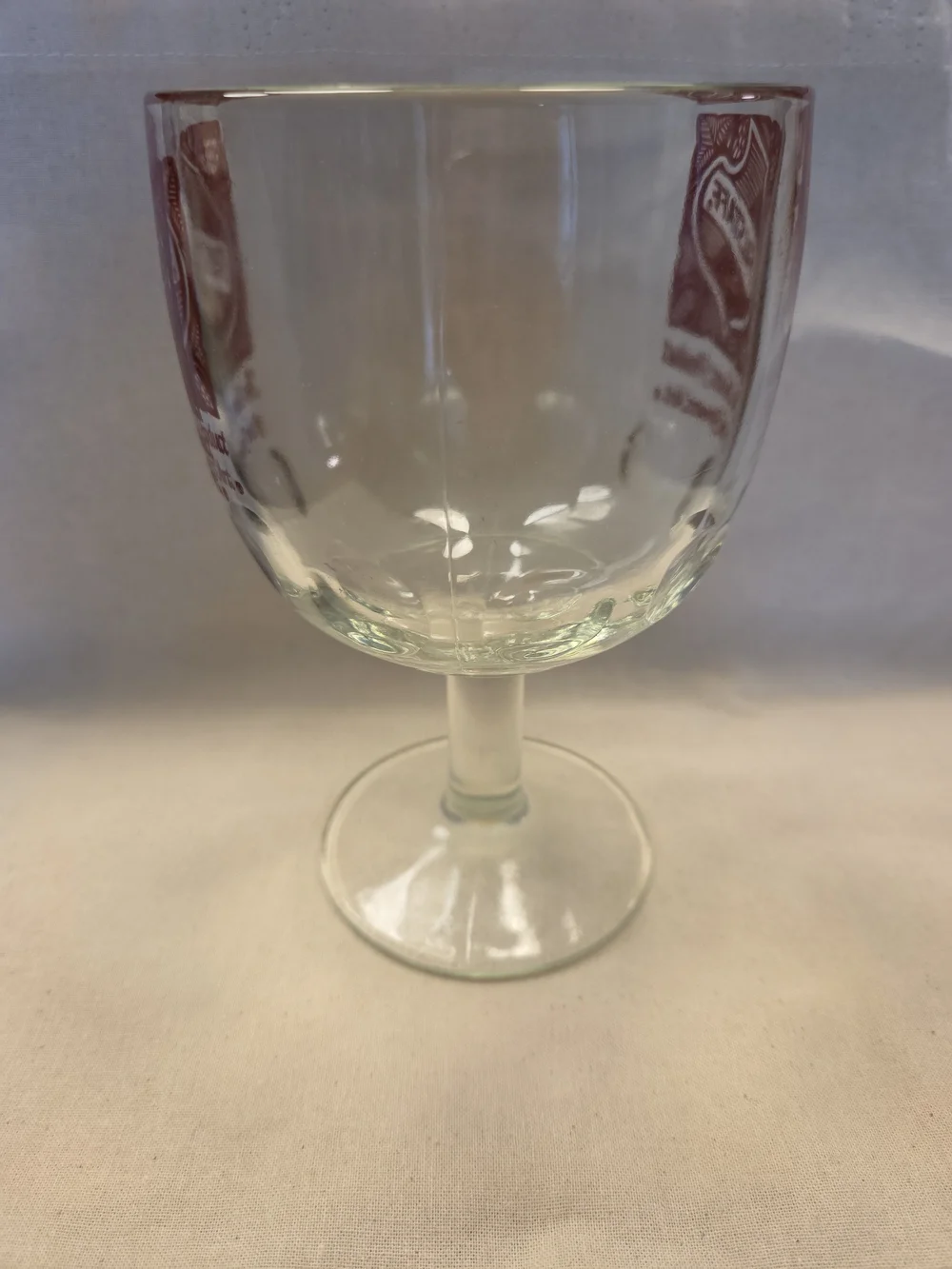 Vintage Falstaff Ale Brewer Thumbprint Goblet Stemmed Hesvy Glass 12 Oz